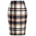 thumbnail image 1 of Cyglowse Womens Knee Length Elastic Waist Stretchy Bodycon Plaid Business Pencil Skirt Brown XL, 1 of 2