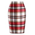 thumbnail image 1 of Cyglowse Womens Knee Length Elastic Waist Stretchy Bodycon Plaid Business Pencil Skirt Wine S, 1 of 5