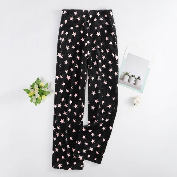 Cyglowse Womens Lounge Pants Fuzzy Pajama Pants Fall Pj Pants Plush Pajama Pants Pajama Pants Cute Flannel Pajama Bottoms Women Black S