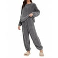 thumbnail image 1 of Cyglowse Womens Pajama Sets Fuzzy Pajamas Winter Warm Loungewear Soft Fleece Pjs 2 Piece Lady Plush Sleepwear Lounge Sets Dark Gray One Size, 1 of 5