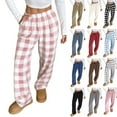 thumbnail image 1 of Cyglowse Womens Plush Plaid Pajama Pants Cute Flannel Checkered Lounge Pants with Pockets Fall Winter Warm Pj Bottoms Black Plaid 2XL, 1 of 6