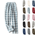 thumbnail image 1 of Cyglowse Womens Plush Plaid Pajama Pants Cute Flannel Checkered Lounge Pants with Pockets Fall Winter Warm Pj Bottoms Light Blue Plaid M, 1 of 9