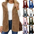 thumbnail image 1 of Cyglowse Womens Sherpa Vest Sleeveless Fuzzy Fleece Open Front Cardigan Warm Winter Jacket for Casual Army Green L, 1 of 5