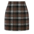 thumbnail image 1 of Cyglowse Womens Wool Plaid Mini Skirt Fall Winter High Waisted Bodycon Pencil Skirt Light Brown 2XL, 1 of 3