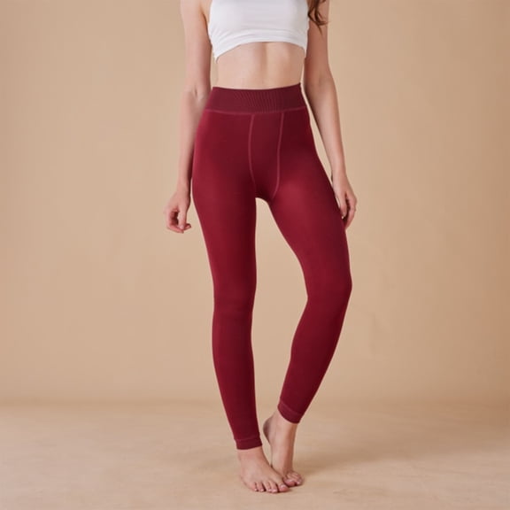 Cyglowse Yoga Pants for Women High Waisted Fleece Lined Winter Warm Workout Leggings Stretchy Soft Tights Wine One Size