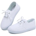 thumbnail image 1 of Cyiecw Boy's Girl's Kids White Canvas Shoes for Kids Slip-On Lightweight Sneakers Casual Skin-Friendly Walking Running Shoes(Little Kids/Big Kids), 1 of 7