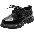 thumbnail image 1 of Cyiecw Boys Girls Lace-up Oxfords Brogue Wingtip Shiny Sequin School Uniform Dress Shoes for Wedding Birthday Performance, 1 of 6