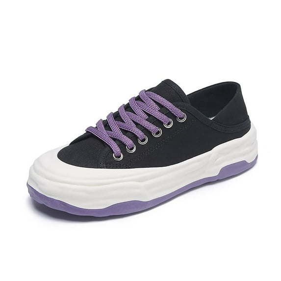Cyiecw Canvas Sneakers for Women Fashion Lace-up Canvas Shoes Low Top Comfortable Casual Shoes