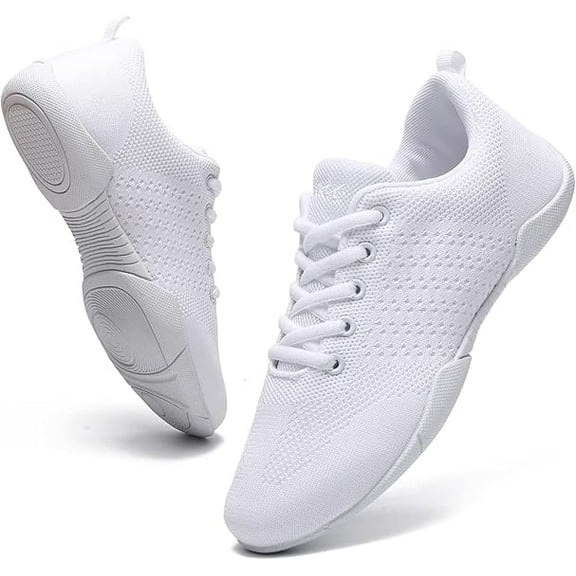 Cyiecw Cheer Shoes Girls White Dance Shoes Youth Cheerleading Sports Training Athletic Comfortable Shoes Flats Girl