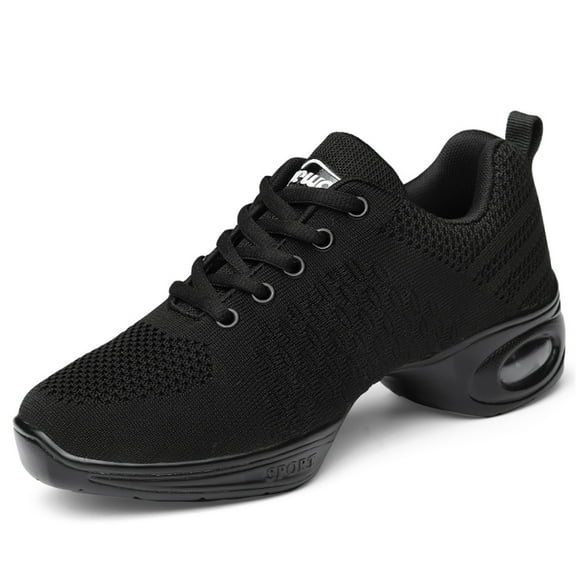 Cyiecw Dance Sneakers Women's Jazz Breathable Dance Shoes,Casual Height Increasing Walking Shoes Mesh Sneakers Black