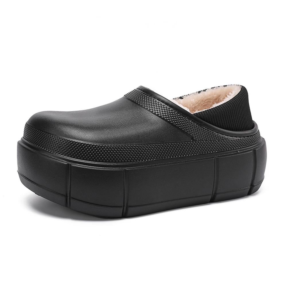 Cyiecw Fur Lined Platform Clogs for Women Winter Warm Cozy Waterproof