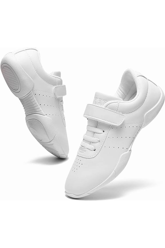 Girls Cheer Shoes White Cheerleading Shoes Dance Athletic Training Tennis Breathable Youth Dancing Lightweight Competition Comfortable Cheer Sneakers
