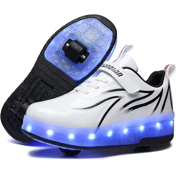 Cyiecw Kids Shoes - New Upgraded with Wheels LED Light Color Shoes Shiny Roller Skates Skate Shoes Simple Kids Gifts Boys Girls The Best Gift for Party Birthday Christmas Day