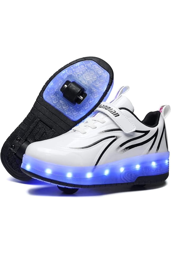 Kids Shoes - New Upgraded with Wheels LED Light Color Shoes Shiny Roller Skates Skate Shoes Simple Kids Gifts Boys Girls The Best Gift for Party Birthday Christmas Day