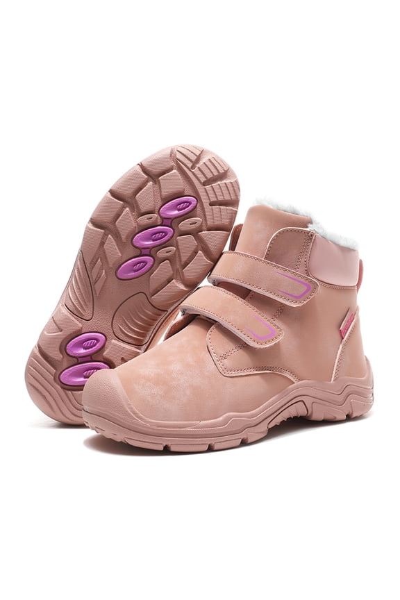 Kids Winter Outdoor Hiking Ankle Boots Warm Fur Snow Boots Anti Slip Trekking Walking Shoes Boys Girls