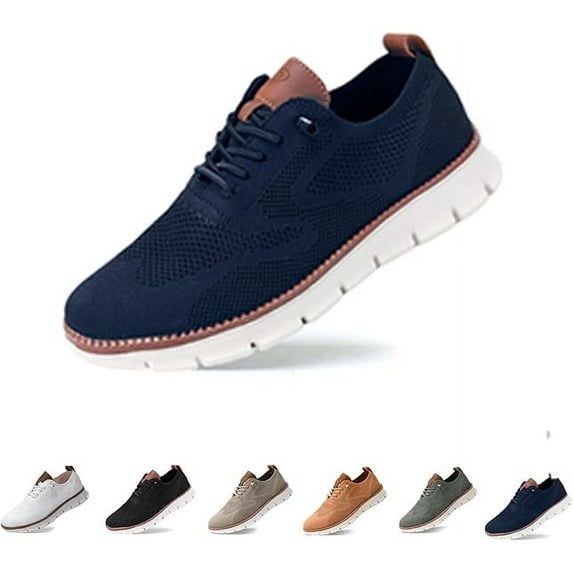 Cyiecw Men's Casual Dress Shoes Comfort Walking Shoes Mesh Knit Lightweight Breathable Sneakers Classic Leisure Oxford Business Shoes
