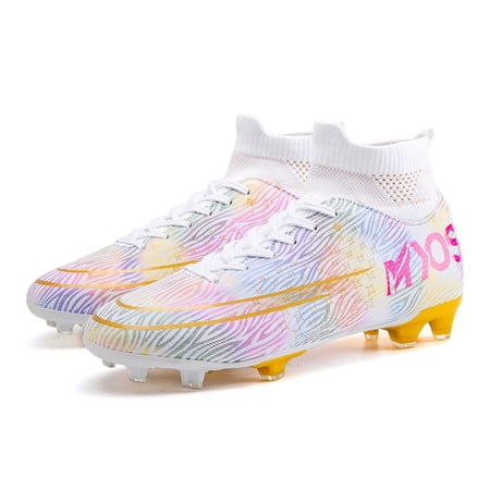 Cyiecw Men's Soccer Cleats Professional High-Top Football Shoes Outdoor Indoor Boys Spikes Soccer Shoes