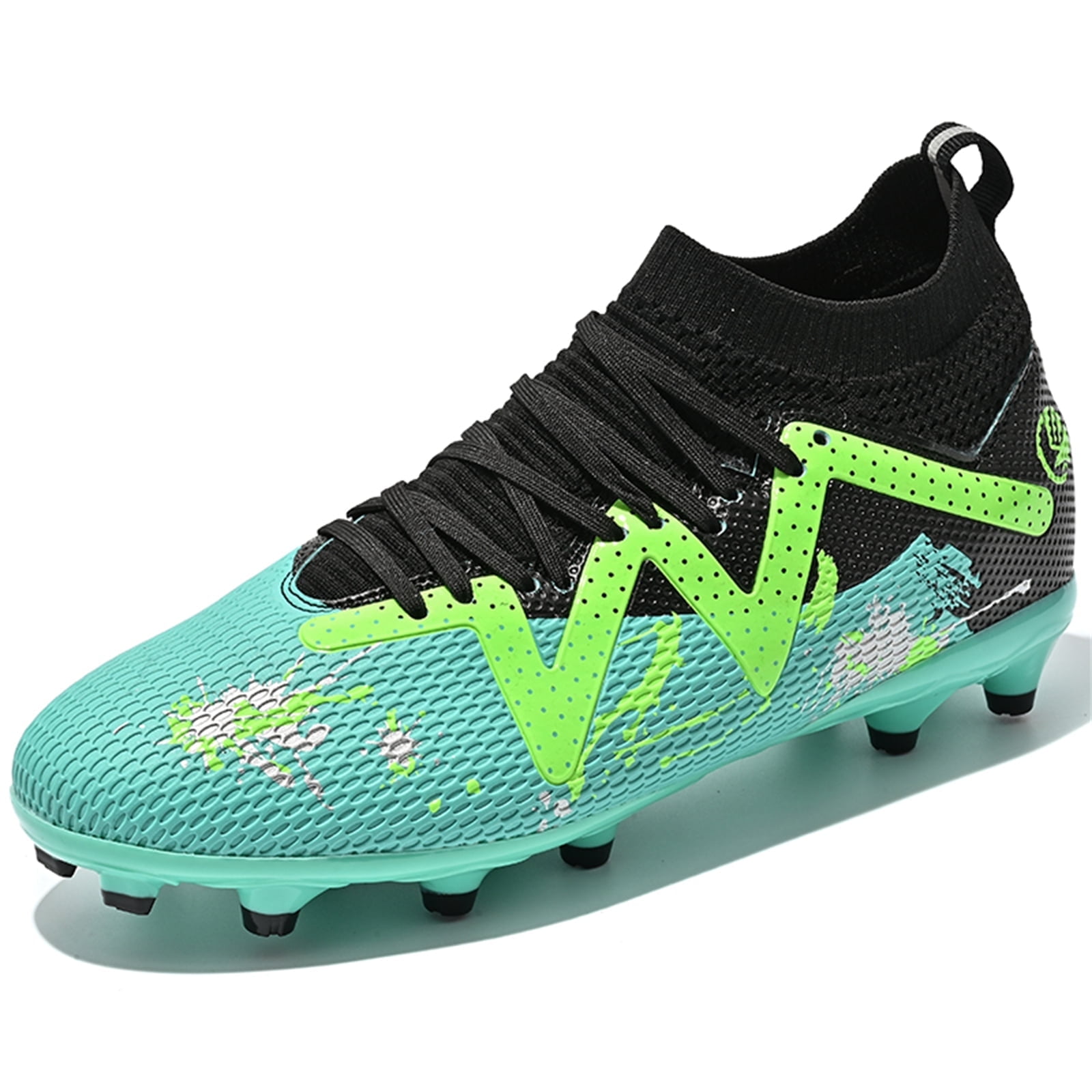 Cyiecw Men's Soccer Shoes HighTop Laceless Firm Ground Football Shoes