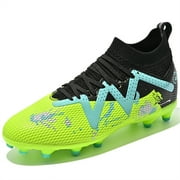 Cyiecw Men's Soccer Shoes High-Top Laceless Firm Ground Football Shoes Outdoor Indoor Boys Athletic Soccer Cleats