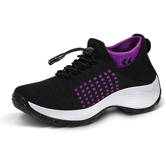 Cyiecw Orthopedic Sneakers Breathable Women Walking Shoes Slip on Trainers Women's Comfortable Casual Ladies Athletic Shoe Thick Bottom