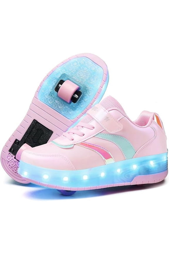 Roller Shoes Girls Boys Sneakers with Wheels Roller Skate Shoes USB Charging with LED Light Up Footwear Skates for Beginner Trainers Kids Lightweight Breatheable Shoe