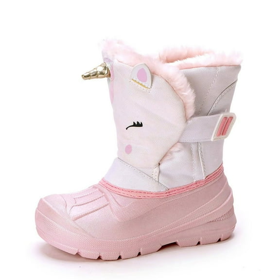 Cyiecw Toddler Kids Snow Boots Insulated Waterproof Fur Lined Unicorn Warm Anti-Slip Winter Shoes for Boys and Girls Outdoor(Toddler/Little Kid)