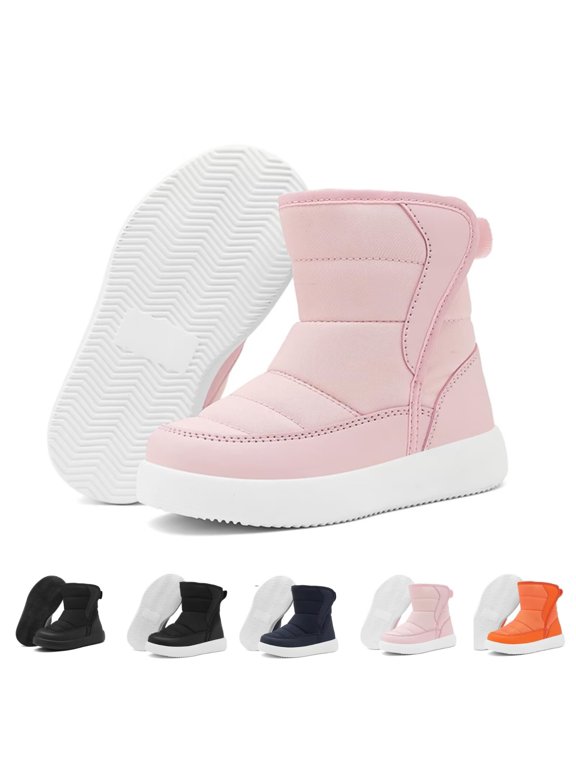 Toddler/Little Kids/Big Kids Waterproof High Top Winter Snow Boots,Girls Boys Wide Toe Box Barefoot Boots Shoes,Kids Minimalist Barefoot Hiking Shoes,Zero Drop Sole