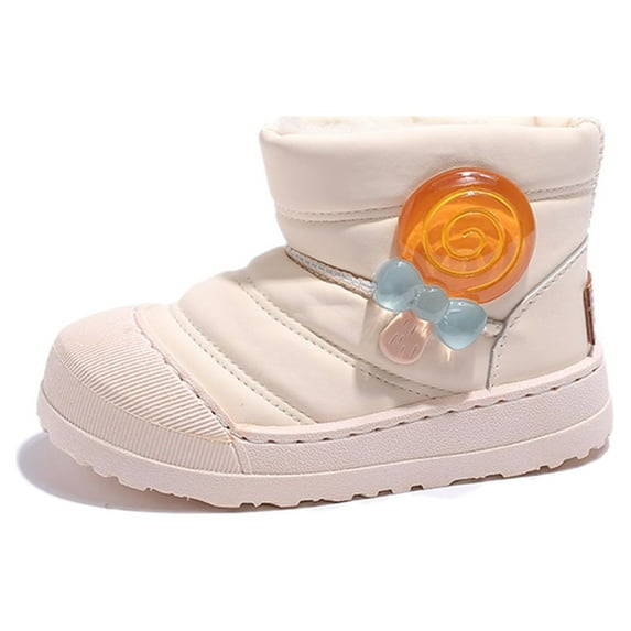 Cyiecw Winter Boys Girls Snow Boots Waterproof Anti-slip Cotton Shoes Warm Padded Short Boots Candy Winter Boots