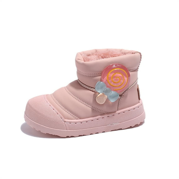 Cyiecw Winter Boys Girls Snow Boots Waterproof Anti-slip Cotton Shoes Warm Padded Short Boots Candy Winter Boots