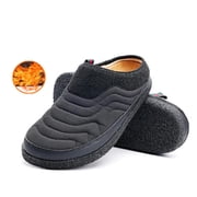 Cyiecw Winter Warm Cotton Slippers Wide House Slippers for Memory Foam Flat with Anti-slip Sole Comfortable Fluff Bedroom Slippers