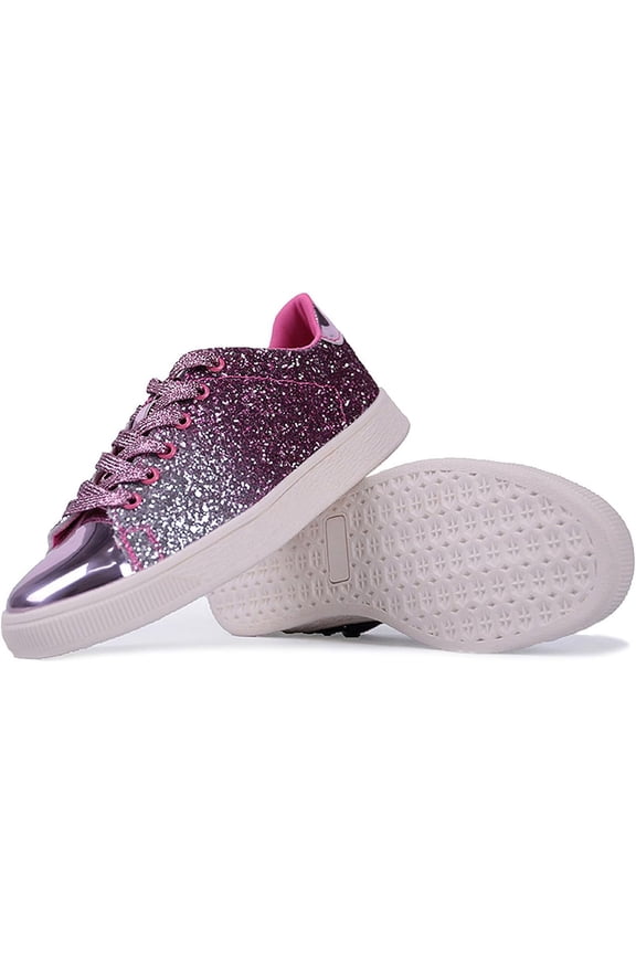 Women's Glitter Shoes Fashion Shiny Sequin Tennis Sneakers Lightweight Lace up Casual Shoes