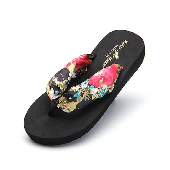 Cyiecw Women's Platform Flip Flop Comfort Soft Wedge Sandals Arch Support High Heel Thong Slippers