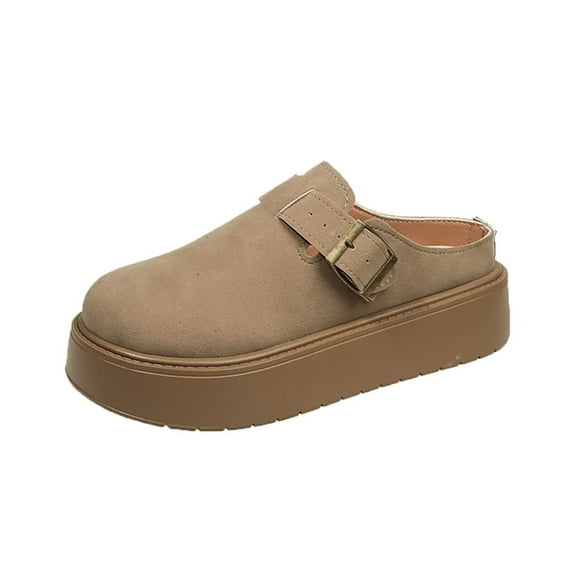 Cyiecw Women's Suede Clogs Cork Footbed Sandals Comfort Platform Mules with Arch Support Adjustable Buckle Slip On Slippers