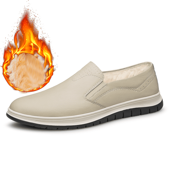 Cyiecw men's leather shoes comfortable casual shoes winter warm non-slip cotton shoes fashion sports shoes
