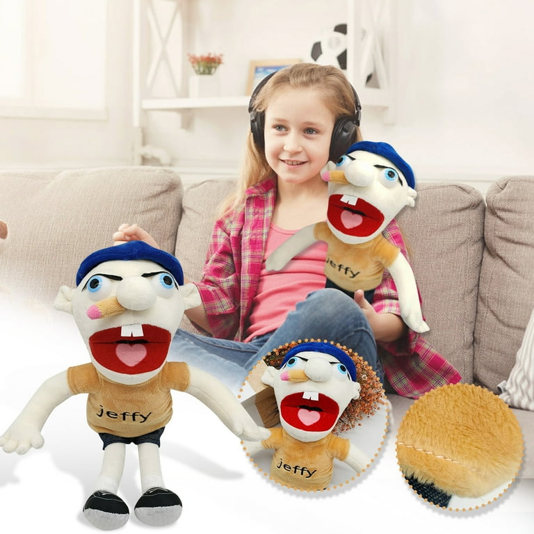 Cyinyin 1pcs 12.9 Large Jeffy Puppet Boy Hand Puppet Plushies for Boys Ventriloquism Birthday Gift Ideas for Boys and Girls Jeffy Plush Toys