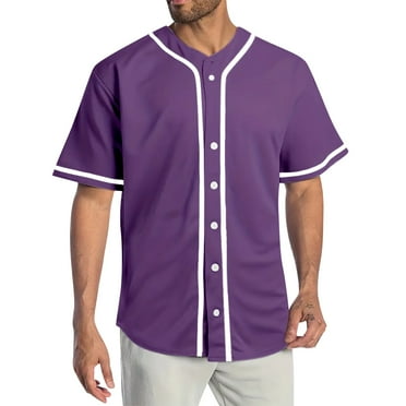 Cyinyin 2024 Choice Men's Polo Shirts Collar Short Sleeved Mens Shirts , Stripe Print Cardigan Loose Summer Polo Shirts for Men Polyester Button Down Polo Shirt Purple