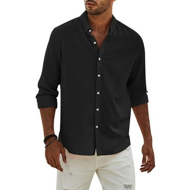 Cyinyin 2024 Choice Polo T Shirts for Men Laple Long Sleeved Work Shirts for Men , Soild Color Cardigan Flowy Beach Mens Polo Shirt Polyester Turn Down Polo Shirt Black