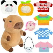 Cyinyin 9.9 INCH Lovely Capybara Plush Doll with Replaceable Outfits, Kawaii Capybara Cartoon Plushies Toy for Kids Gift, Soft Stuffed Animal Doll for Boys Girls, Ideal Gifts for Birthday Halloween