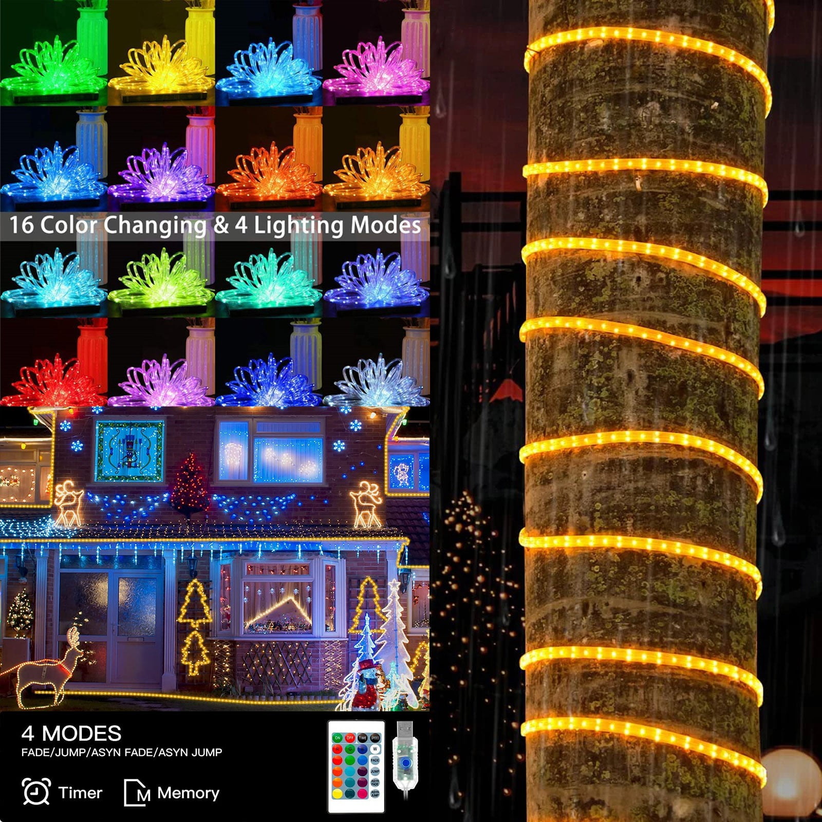 Cyinyin Christmas Decorations, Outdoor Waterproof Colorful Synchronized