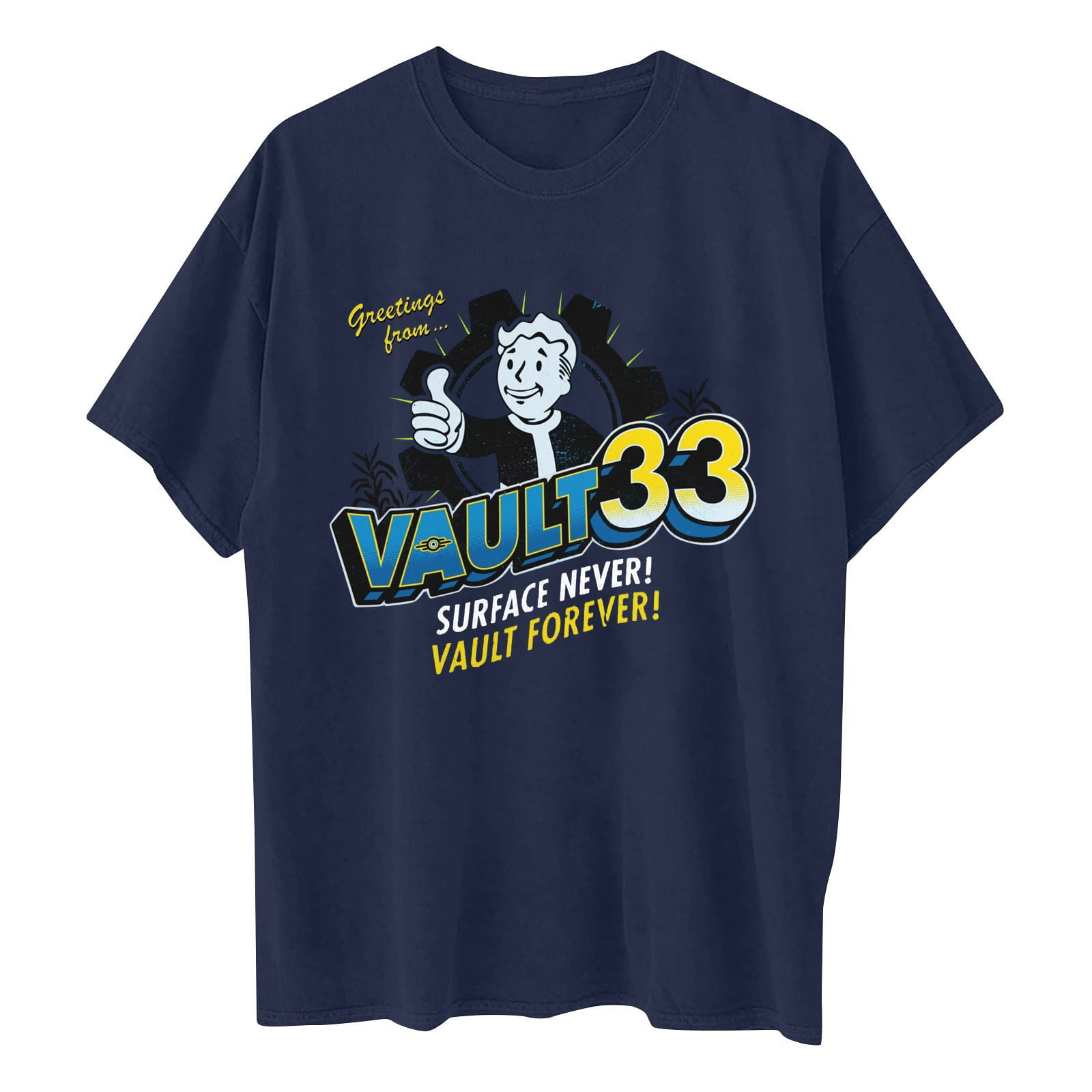 Cyinyin Fallout 4 Merchandise Shirts with VAULT FOREVER Print Fallout Tshirt for Unisex Summer Tops for Women and Men 2024 Cool Fallout Game Gifts for Fans and Friends Blue 2XL Walmart