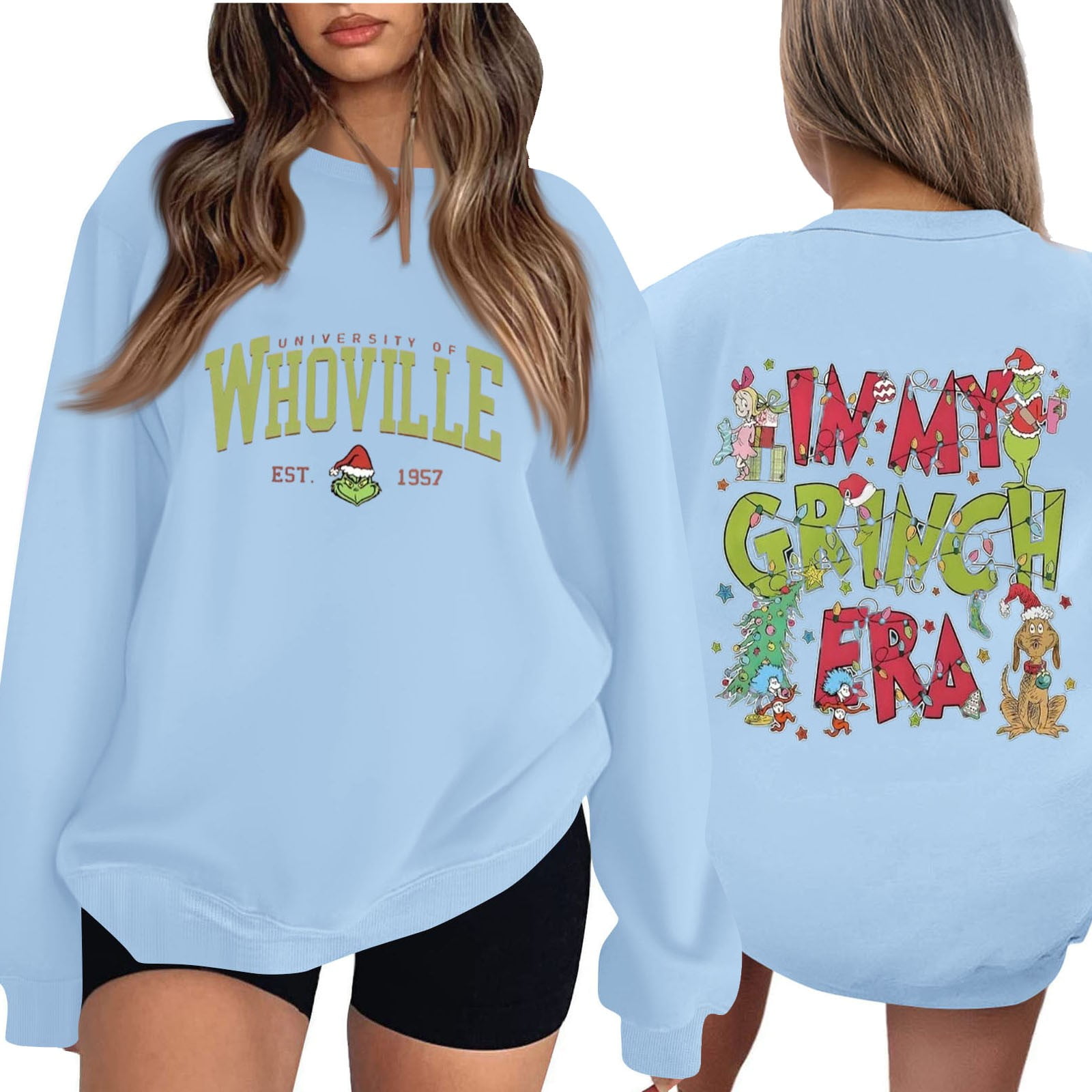 Cyinyin Grinch Shirts Women'S Grinch Fashion Casual Long Sleeve Solid ...