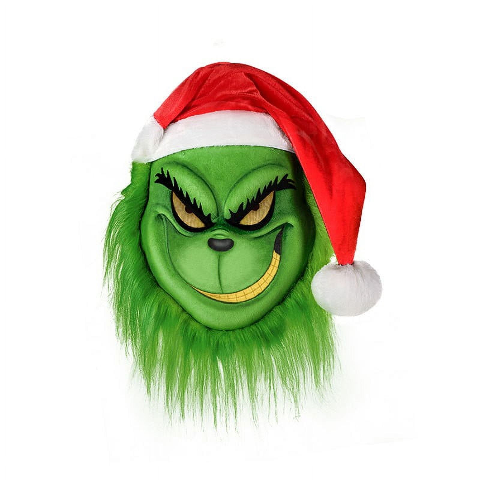 Cyinyin Grinch Thief Green Furry Latex Mask Funny Props Horror