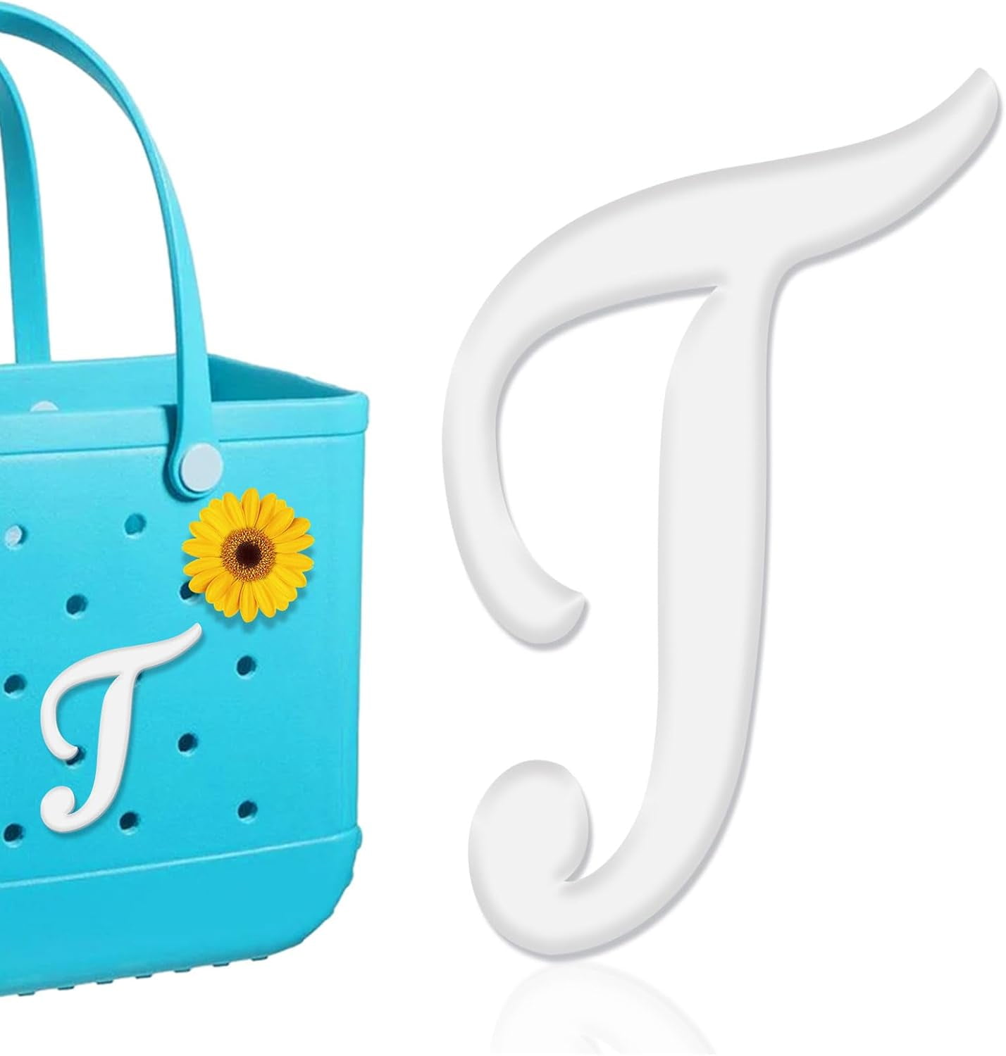 Bogg Bag Charm Letter - Silicone Rubber Beach Bag Accessory For Personalization (Letter J)