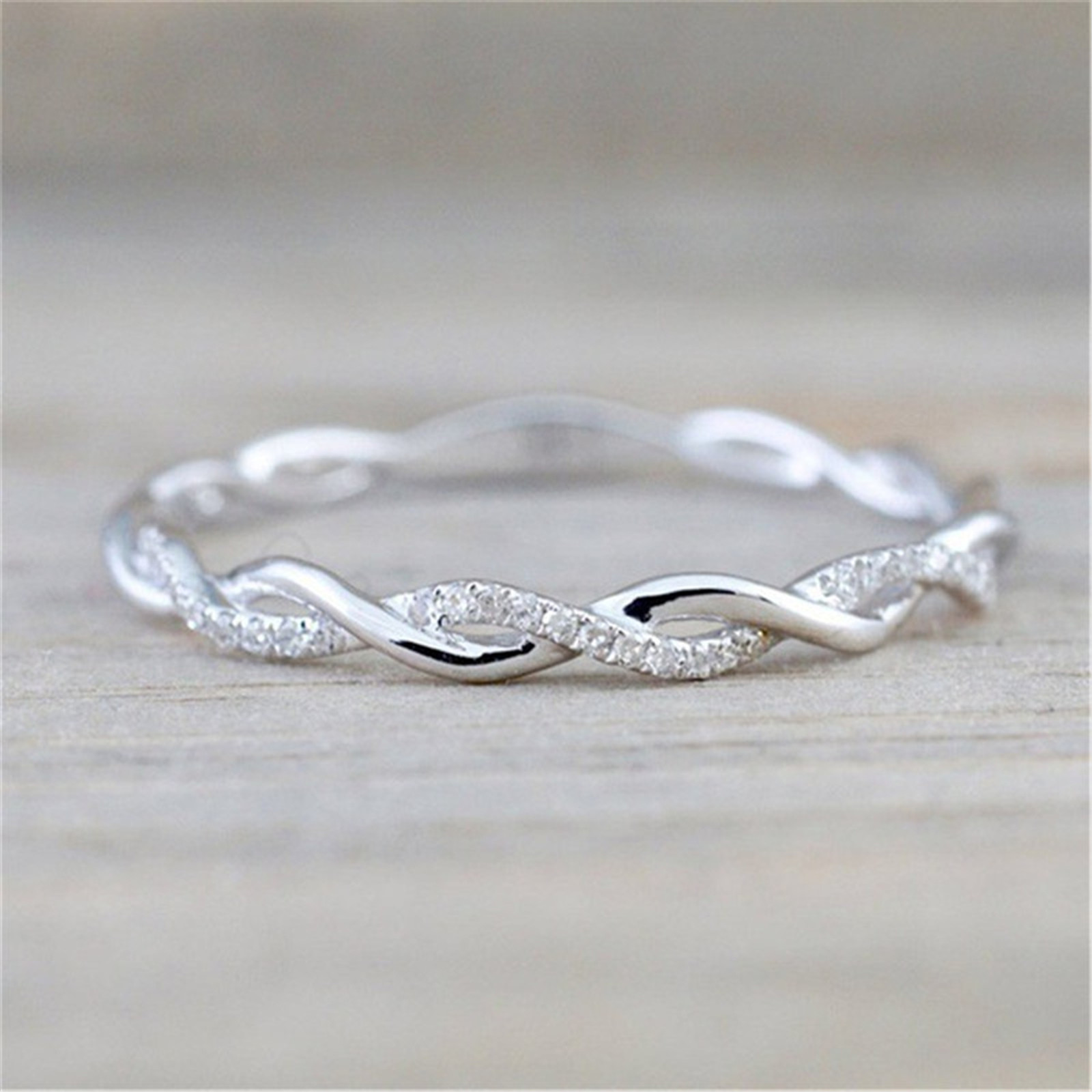 Cyinyin Mothers Day Promise Rings for Her Twisted Shape Diamond ...