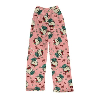 Cyinyin Sanrio Hello Kitty Christmas Pajama Pants For Women Flannel Pants For Women Cartoon Casual Home Pants Autumn And Winter Cute and Comfortable The Best Outfit for Women XXS