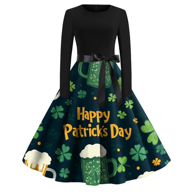 Cyinyin Patrick'S Day Dress Women'S Plus Size Vintage A Line