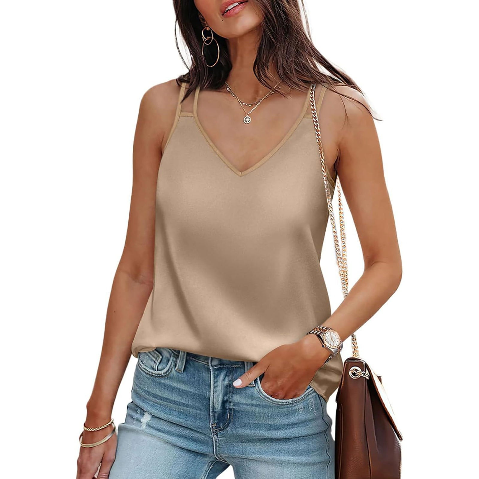 Women's Stylish Scoop Neck Lace Trim Cami Tunic Tank Top Women's Stylish Scoop Neck Lace Trim Cami Tunic Tank Top