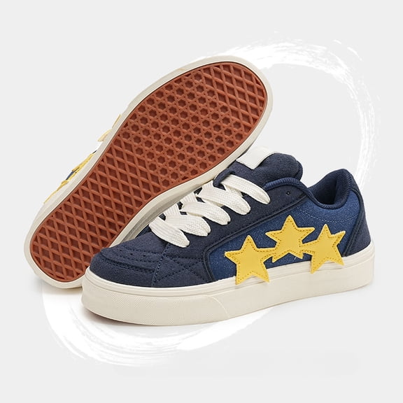Cyipana women's sneakers round toe Low top Lace-up Anti-slip pentagram street Style Fashion Casual female Outdoor Trendy sports shoes GreenBlue