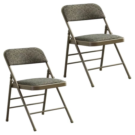 Cylcone Sound 2-Pack (Fabric/Vinyl) Steel Frame Foam Padded Metal Folding Chair (Black, Gray, White)