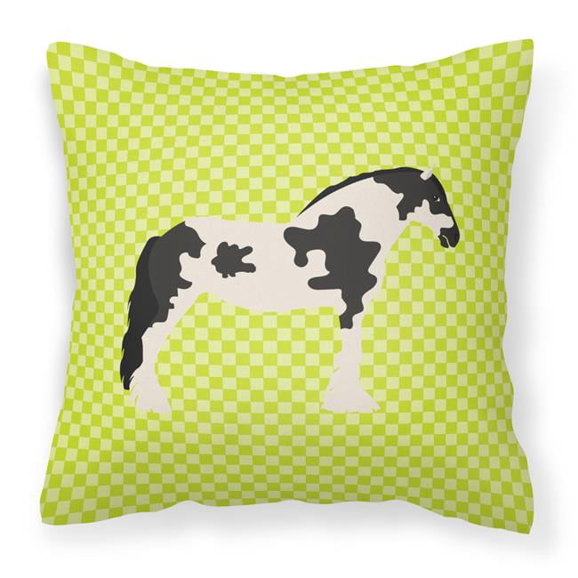 Cyldesdale Horse Green Fabric Decorative Pillow